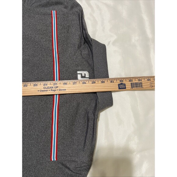 FootJoy Titleist Patch Golf Polo Gray Red Stripe Stretch Mens M Performance - Picture 16 of 16